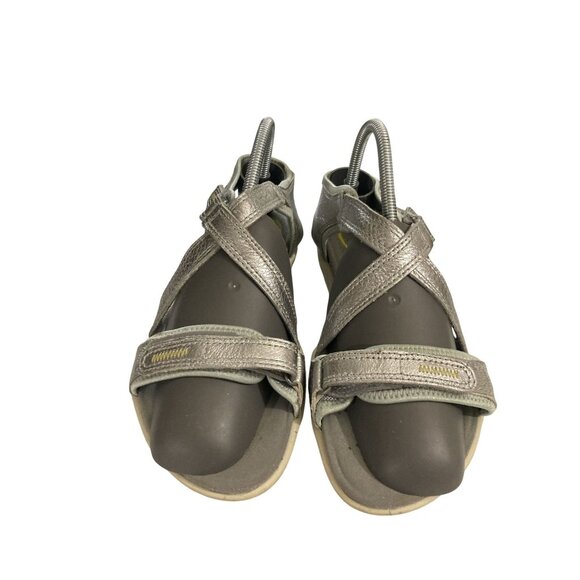 Ecco Womens  Size 6 Silver Leather Strappy Open-Toe Sandals shoes - Picture 2 of 7